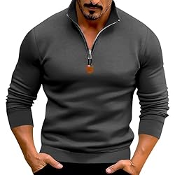 Mens Quarter Zip Pullover Vintage Fashion Long