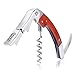 Tirain Stainless Steel Double Hinged Wine Bottle Opener with Corkscrew, Bottle Opener and Foil Cutter (carton package)