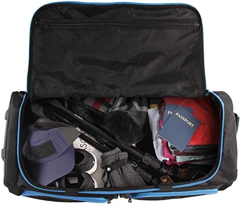 Fila 7-Pocket Large Rolling Duffel Bag, Black/Blue, One Size 5 Fila 7-Pocket Large Rolling Duffel Bag, Black/Blue, One Size