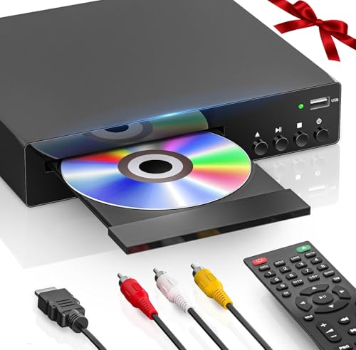 DVD Player for Home with HDMI, DVDs Players of All Regions for TV, RCA, USB, Remote Control, Support 1080P, NSTC/PAL, Breakpoint Memory. DVD Player for TV Black Metallic