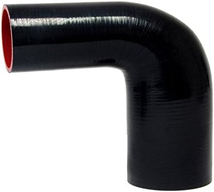 HPS 1.75" - 2.5" ID, Silicone 90 Degree Elbow Reducer Coupler Hose, High Temp 4-Ply Reinforced, Leg Length on Each Side: 4-1/2", 75 Psi Max. Pressure, SER-8982-BLK, Silicone, Black