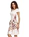 Romwe Women's Scoop-Neck Floral Short-Sleeve Knee Straight Dress, White, Medium