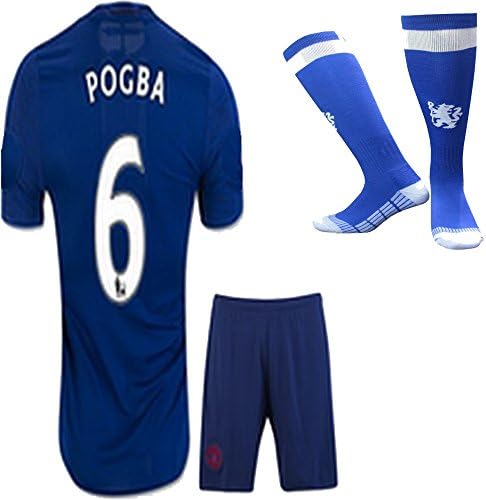 Kid &amp; Youth Pogba Ibrahimovic Red &amp; Blue Manchester United 2016/17 Season Jersey by HonestBizT (Pogba Blue, Youth Size K18 (2-3 Years Old))