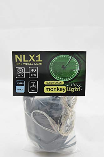 Monkey Light NLX1 LED Bike Wheel Lights, Assembled in USA. Attaches to Spokes Near The tire. 100% More: 40 LEDs Included. Fully Waterproof and Durable Cool Bicycle Safety Accessory. (Green) - Thumbnail 5
