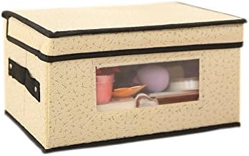 Storage Boxes with Lids Collapses Non-Woven Storage Containers Bins Closet Organizer,Phoenix Claw Pattern (Beige,12 Inch)
