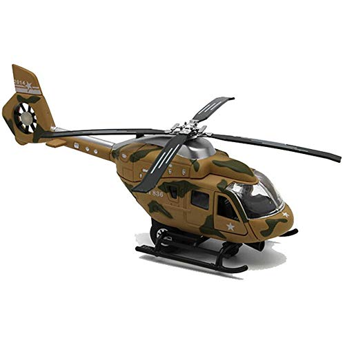 CORPER TOYS Helicopter Military Attack Combat Fighter Airforce Airplane Diecast Metal Pull Back Toy with Lights and Sounds for Kids Boy Toddlers(Army Yellow)