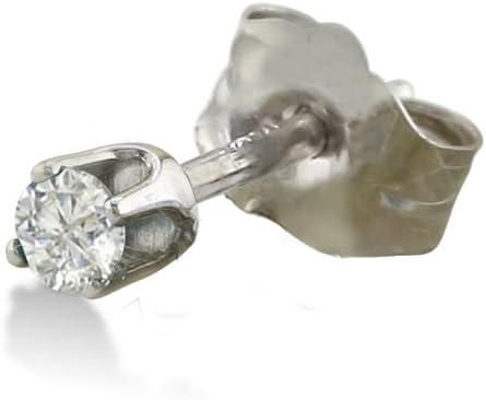 14K White Gold Round Single Diamond Stud Earring (.10ct . J/K I2)