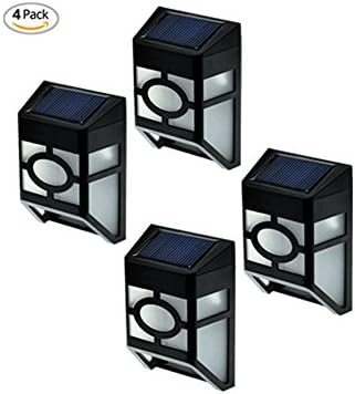[Warm Light]Falove Solar Fence Lights Wall Mount LED Garden Light Lamp Outdoor Lightings for Wall, Porch, Garden, Fence, Path; Sun powered Outdoor Patio Deck Yard Lamp, Dusk to Dawn Sensor(4)