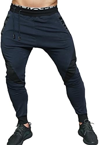 Men's Gym Jogger Running Pants Casual Slim Fit Sweatpants Workout Jogging Bottoms with Zipper Pockets