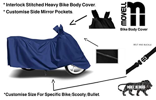 Movell® Trend Water and Heat Resistant Bike Cover (Solid Blue) with Side Mirror Pocket, Accurate Fitting Compatible with FZ-S