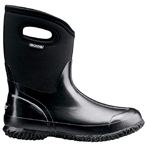 Bogs Womens Classic Mid Solid Boot Black Shiny Size 10