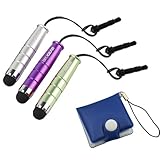 3x Universal Touch Screen Mini Stylus Pen with 3.5mm Adapter Plug for Kindle Fire, Touch, Motorola Xoom Android, Samsung Galaxy Tab 7inch, 10.1 inch, HP TouchPad, Vizio 8-inch wifi, Asus Eee Pad Transformer, Apple iPad, Acer Iconia Tab A500, W500, Blackberry Playbook, Toshiba Thrive, Skytex Skypad Alpha, Dell Strak 7, Viewsonic gTablet, Lenovo K1 Ideapad, Coby Kyros 8-inch Tablet
