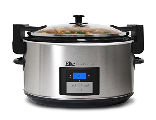 Elite Platinum MST-900VXD 8.5-Quart Stainless Steel Programmable Slow Cooker w/ Locking Lid, Black