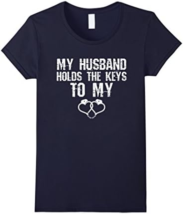 Womens Correctional Officer Wife T Shirt - My Husband Holds The Key XL Navy