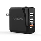 Quick Charge 3.0 Wall Charger, Omars 30W 3-Port USB Power Adapter Compatible Samsung Galaxy S8 / S7 / S6 / Edge, iPhone 7 / 6s / Plus, iPad Air 2 / Mini 3 More