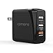 Quick Charge 3.0 Wall Charger, Omars 30W 3-Port USB Power Adapter Compatible Samsung Galaxy S8 / S7 / S6 / Edge, iPhone 7 / 6s / Plus, iPad Air 2 / Mini 3 More