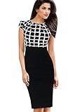 VfEmage Womens Tartan Check Plaid High Waist Casual Work Office Pencil Dress