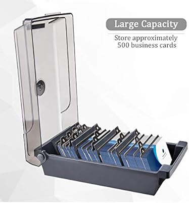 Maxgear Business Card Holder For Desk Business Card Organizer Business Card Case Credit Card Holder File Index Card Box Storage Capacity 500 Cards 3 5 X 2 2 4 Divider Boards A Z Tabs Gray