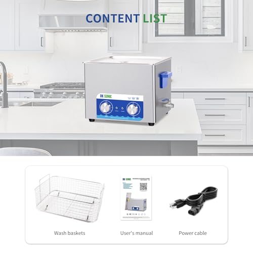 DK SONIC Ultrasonic Cleaner,15L 360W Sonic Cleaner with Heater&Mechanical Timer,Ultrasonic Carburetor Cleaner for Cleaning Gun,Engine,Carburetors,Chains(Include Basket)