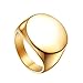 HIJONES Men's Stainless Steel Polished Round Top Signet Style Ring Gold Size 9