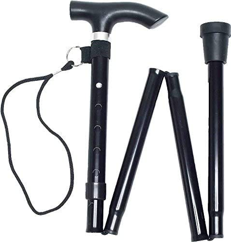 Folding Cane Walking Stick, Flexible and Durable Walking Aid, Collapsible Walking Stick and Mobility Aid, Adjustable from 33-37 inches, Healthcare Sleek Ergonomic & Comfortable Handles Random Colour