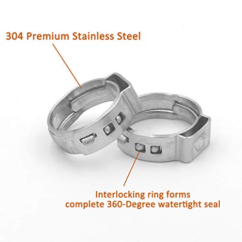 ISPINNER 50pcs 2 Sizes Stainless Steel PEX Cinch Clamp Rings Assortment Kit For Pex Tubing Pipe Fitting Connections 30pcs 1 2 20pcs 3 4
