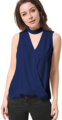 KAIGENINA Women Blouse Knit Vest Choker Top Womens Shirts