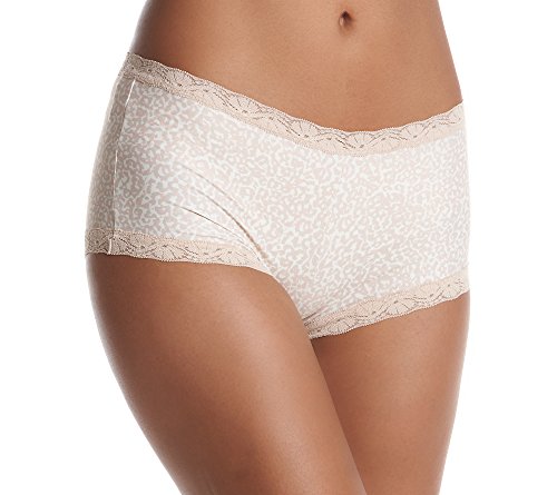 Maidenform Women's Microfiber with Lace Boyshort Panty, Paris Animal/Paris Nude, Medium/6