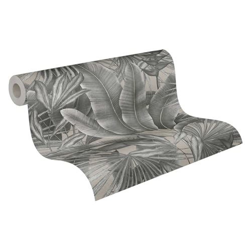 Livingwalls Non-Woven Wallpaper with Jungle Design in Grey, Beige – 10,05 x 0,53 m Patterned Wallpaper – 396473