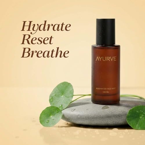 Ayurve Rose Water Face Mist 100ml | 100% Pure Steam Distilled Rosa Damascena | Hydrating Facial Toner Spray for Glowing Skin | Alcohol-Free Natural Mist for Dry, Oily & Acne-Prone Skin