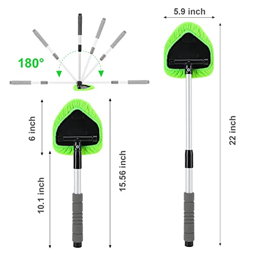 X XINDELL Car Window Cleaner – 24Inch Windshield Cleaning Tool with Spray Bottle, Microfiber Bonnets – Extendable Car Washer Kit with Long Soft Sponge Handle