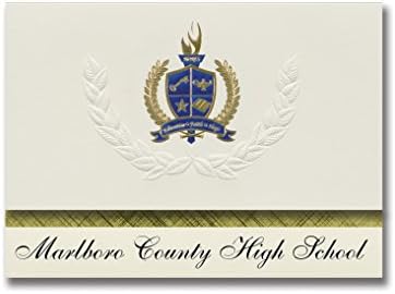 Signature Announcements Marlboro County High School (Bennettsville, SC) Graduation Announcements, Presidential style, Elite package of 25 with Gold & Blue Metallic Foil seal