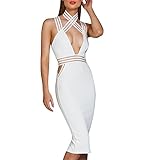 Beateen Women's Deep V Halter Bandage Spaghetti Strap Dress Club BT14058