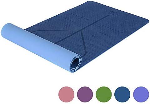 YOWEN Yoga Mat, 1/4 inch Pro Yoga Mats Extra Long Eco Friendly Non Slip Fitness Mat Exercise Mat Workout Mat for Pilates and Yoga with Body Alignment System