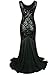 Vijiv Womens 1920s Sequin Mermaid Long Evening Formal Dress for Gatsby Party