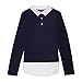 French Toast Girls' Little Long Sleeve Jersey Lace 2-fer, Navy, S (6/6X)
