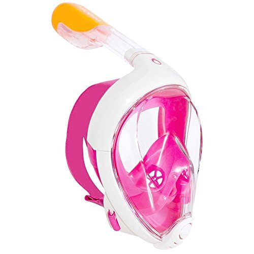 Tribord EasyBreath Full Face, Anti-Fog, Hypoallergenic Silicone Facial Lining Snorkeling Mask, Pink, S/M