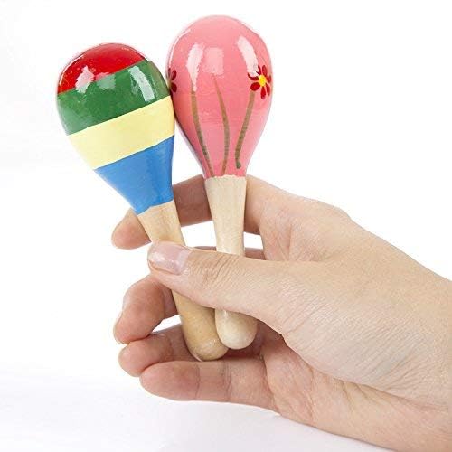 Mini Wooden Maracas Rattles Egg Shaker Kids Musical Party Favor Kid Baby Shaker Sand Hammer Toy (Random Color Pattern)