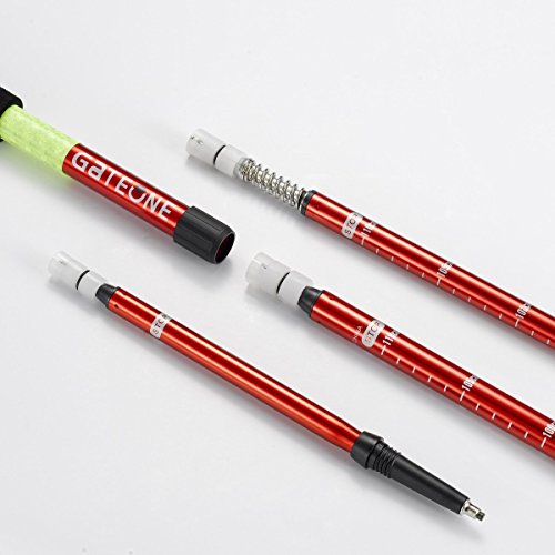 BAOCHI Hiking Trekking Pole Walking Stick Telescoping Ultra Strong Alpenstocks Anti Shock Mountaineering Trail (RED 1 Peice)