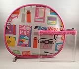 Clinique Makeup Cosmetic Mini Bag 2pc Set Bon Voyage Print Travel Case Nwot