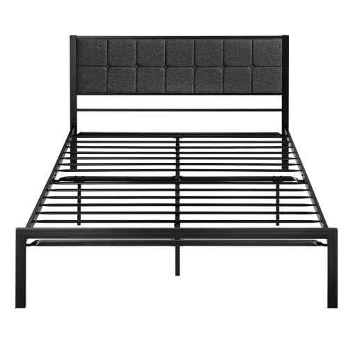 SHA CERLIN Full Size Bed Frame with Upholstered Headboard, Platform Bed