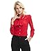 E.JAN1ST Women's Long Sleeve Shirt Tie Bow Neck Button End Slim Fit Chiffon Blouse, Red, TagsizeXXXXL=USsize12