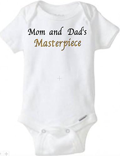 Infant baby onesie white 100% Premium Cotton baby girl baby boy onesie unisex Daddy & Mommy's masterpiece (Newborn)
