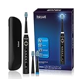 Powerful Electric Toothbrush for Adults with Travel Case Sonic Whitening Toothbrush 5 Modes and 2 Minute Smart Timer Waterproof 3 Brush Heads Included Black By Fairywill