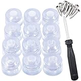 QY 12PCS Transparent Cylindrical Shape Rubber Non Slip Non Skid Feet Pad for Table Desk Chair and Sofa