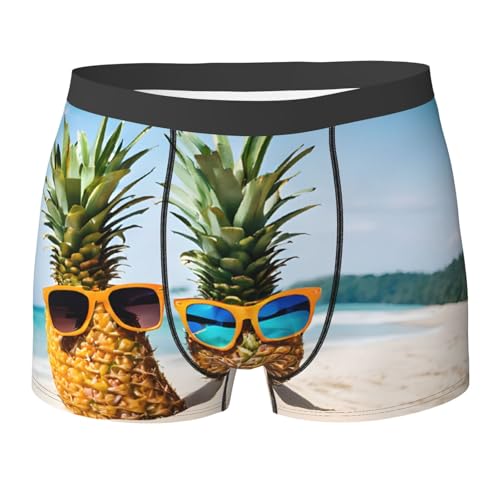 SYHEART Beach Two Pineapples Sea Print Men'S Boxer Briefs With Elastic Comfort Fit Design For All-Day Wear