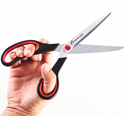 Left Handed Office Scissors Sewing Fabric Scissors Sharp Shears Titanium Blades with Comfort Grip and Durable Design, 3 scissors set - small, medium and large …