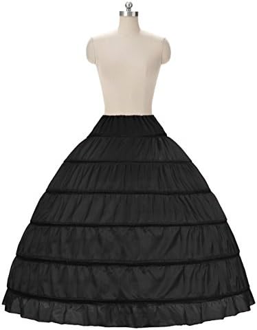 WOWBRIDAL Women 6 Hoops Skirt Crinoline Petticoats Slips Floor Length for Bridal Gown