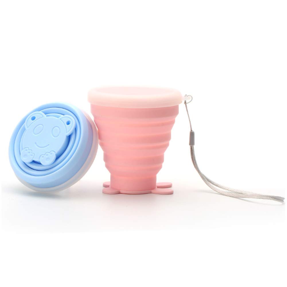 Flysea Collapsible Travel Cup, 2 Pack Silicone Folding Camping Cup with Lids, Expandable Portable Drinking Mug for Outdoor Hiking Picnic - BPA Free, 6.76oz