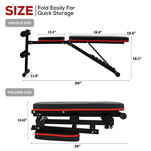 Weight Bench Adjustable Workout Bench Press Foldable Decline Incline